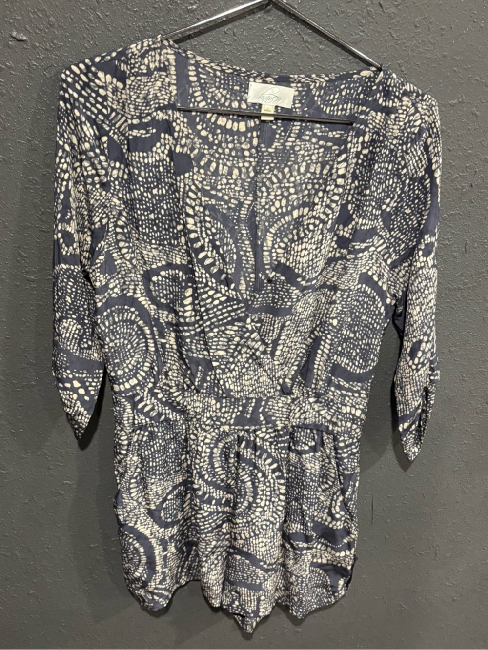Haven Printed V-Neck Navy and White Jumpsuit